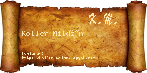 Koller Milán névjegykártya