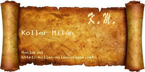 Koller Milán névjegykártya