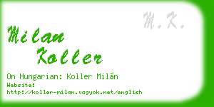 milan koller business card